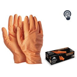 Gants nitriles orange texturé