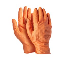 Gants nitriles orange texturé